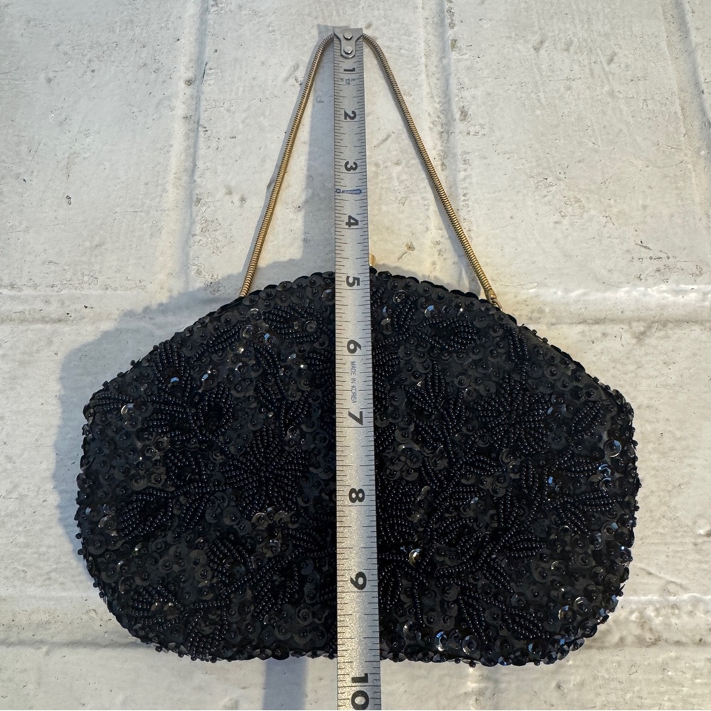 Vintage Black Beaded Purse Crown Colony Beaded Purse - Picture 9 of 11